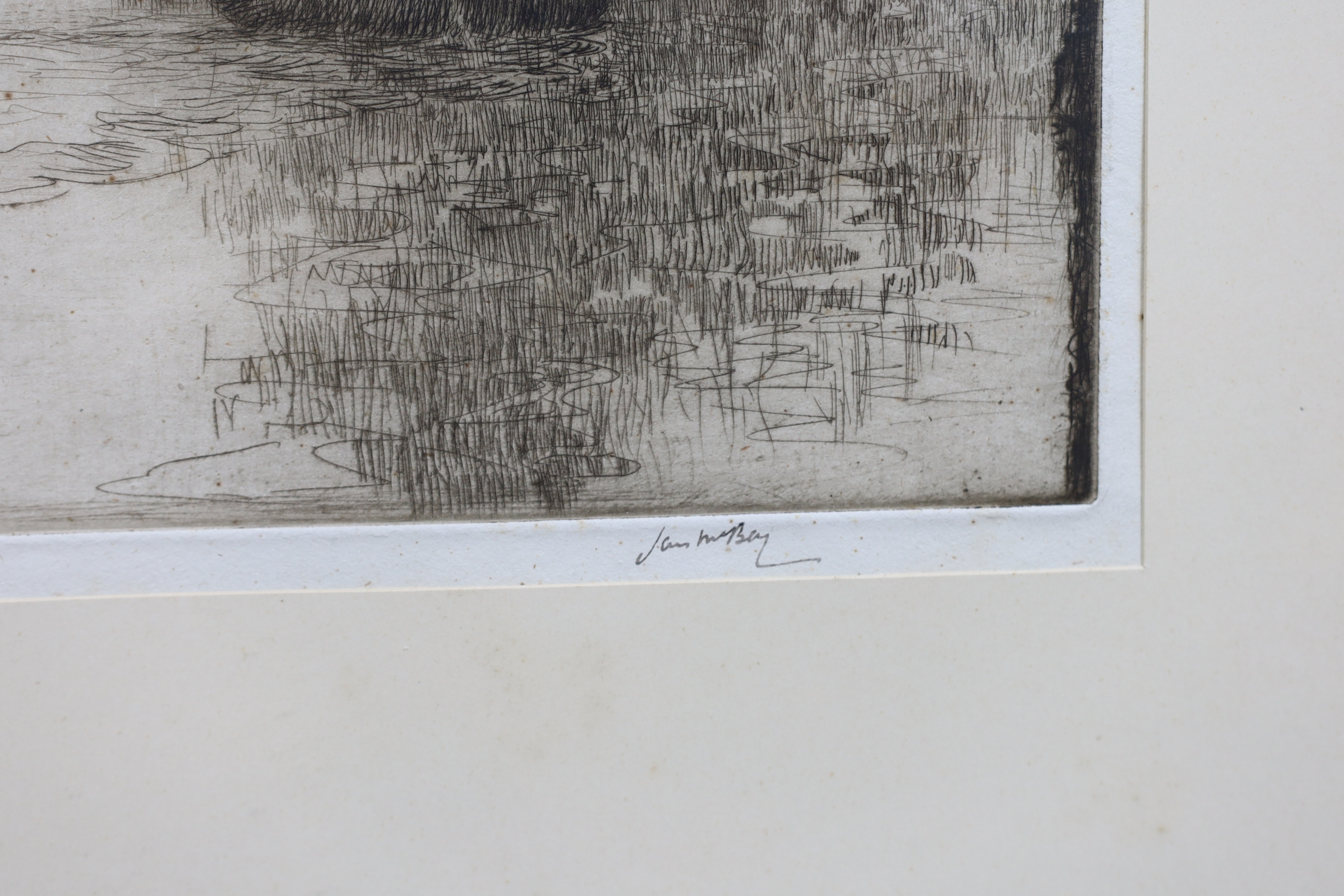 James McBey (Scottish, 1883-1959), 'The Passing Gondola', dry point etching, 21 x 26.5cm